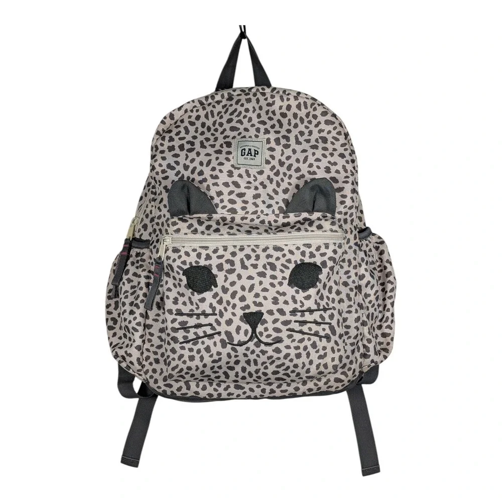 GAP Kids Cheetah Print Cat Face Junior Backpack Book Bag School‎ Bag Animal Ears